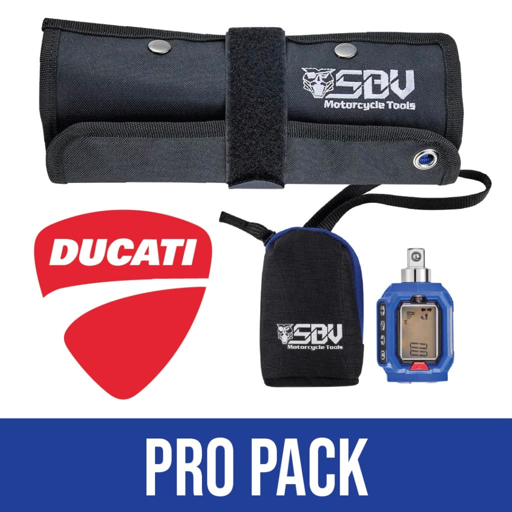 Pro Pack voor Ducati: opgerolde set, etui en digitale momentadapter