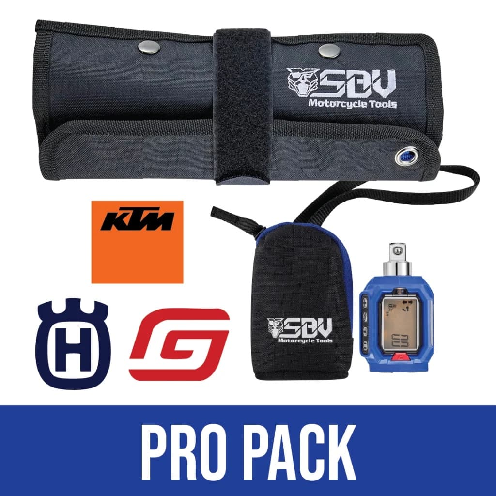 Pro Pack voor KTM, Husqvarna en GasGas: opgerolde set, etui en digitale momentadapter